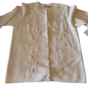 Classic Elements White Floral Embroidered Cardigan